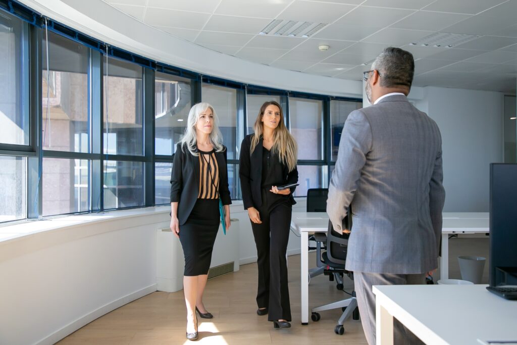 Potential lessee inspecting an office space